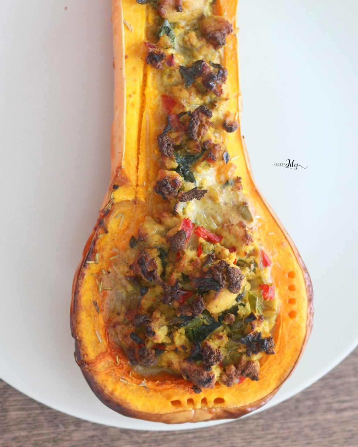 Calabaza rellena con pavo